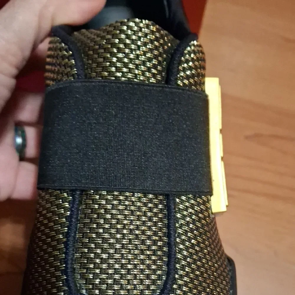 Salvatore Ferragamo Black and Gold Kids Sneakers
